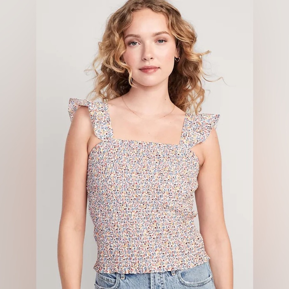 ✨Old Navy Floral Fitted Ruffle Sleeve Top Sz XS